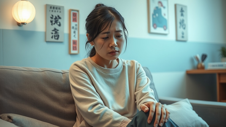 식중독으로 힘들어하는 여성